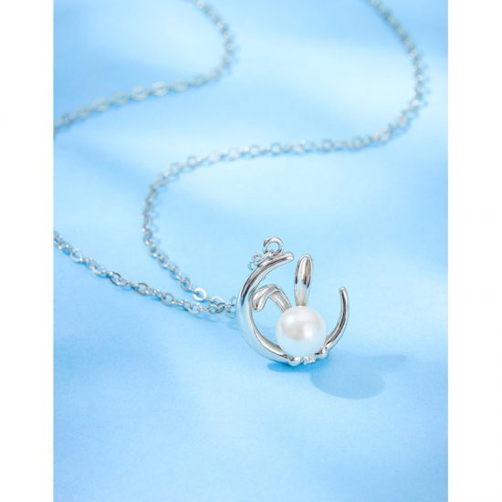925 Sterling Silver Pearl Necklace - Click Image to Close